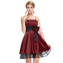 Starzz 2016 New Design Sexy Spaghetti Straps Polka Dots Satin Short Black Red Cheap Cocktail Dress ST000087-1